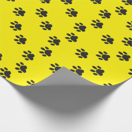 Papel De Presente Impressões de Pata de Gato Cachorro Preto Amarelo 