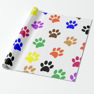 Papel De Presente Impressões de Patas Multicoloridas