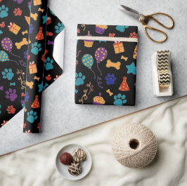 Papel De Presente Impressões de Patinhas Festivas & Petiscos de Fest