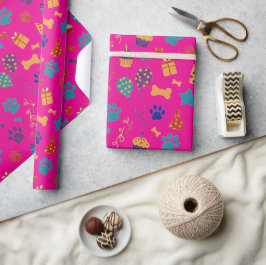 Papel De Presente Impressões de Patinhas Festivas & Petiscos de Fest