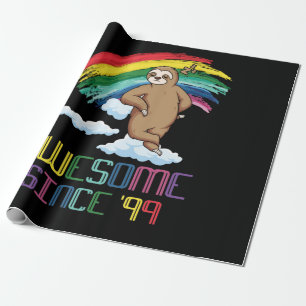 Papel De Presente Incrível desde 19924º aniversário Sloth Rainbow