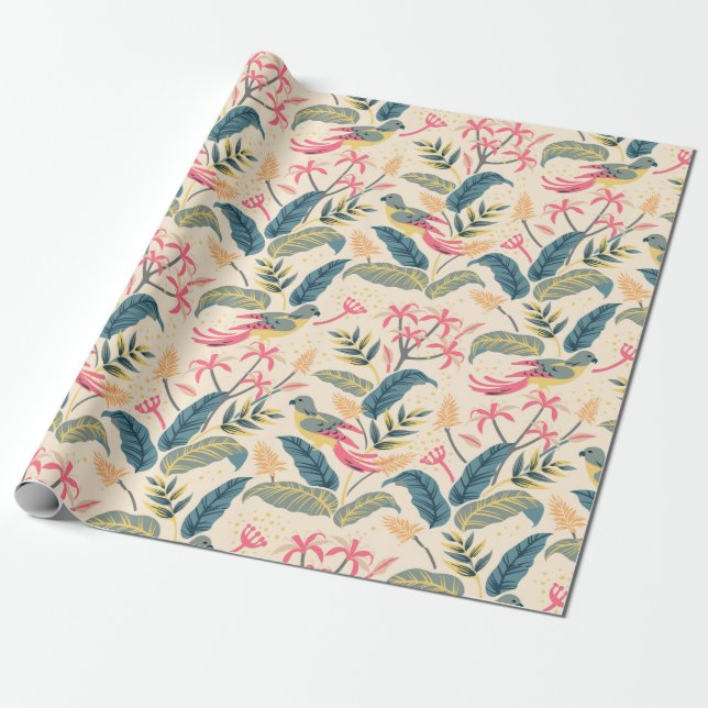 Papel De Presente Incrível padrão Floral (Desenrolado)