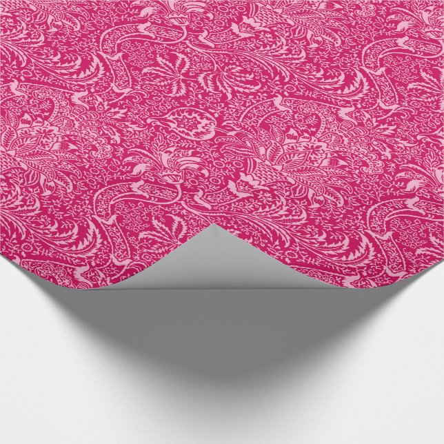 Papel De Presente Indiano de William Morris, rosa fúcsia profundo (Ponta)