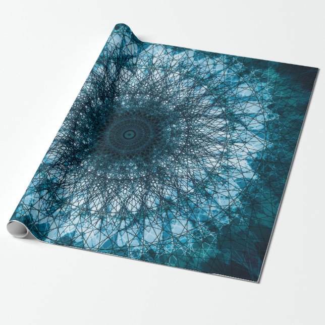 Papel De Presente Índigo Blue Mandala (Desenrolado)