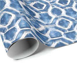 Papel De Presente Indigo Geometric Tile Wrapping Paper