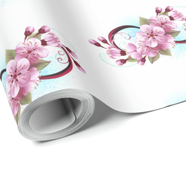 Papel De Presente Infinidade com Flores de Flor Sakura (Ponta do rolo)