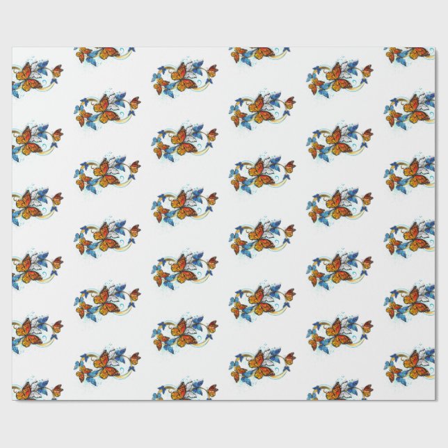 Papel De Presente Infinidade de Borboletas Monarca (Aberto)