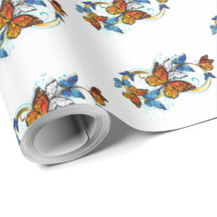 Papel De Presente Infinidade de Borboletas Monarca