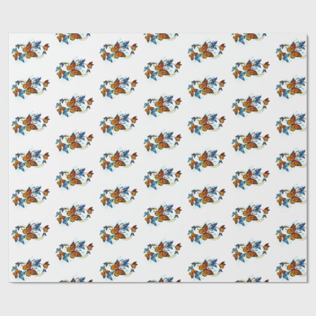 Papel De Presente Infinidade de Borboletas Monarca (Aberto)