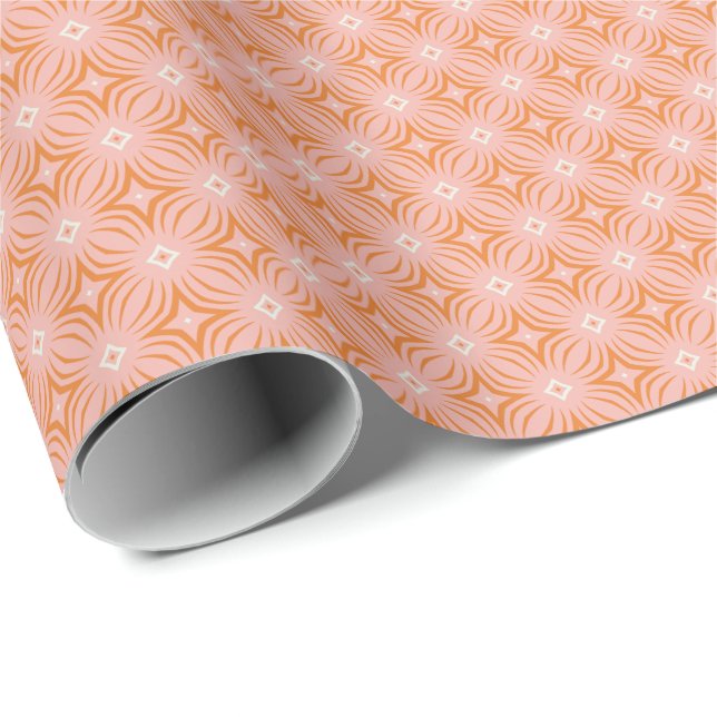 Papel De Presente Infiniti Estrela Rosa e Laranja (Ponta do rolo)