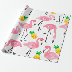 Papel De Presente Inflamingo, amarelo-abacaxi, cor-de-água rosa