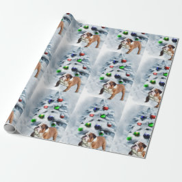 Papel De Presente Inglês Buldogue Christmas