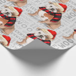 Papel De Presente Inglês Buldogue Christmas para Dog Lovers<br><div class="desc">Este Bulldog Inglês está vestido para a temporada de festas em um lenço de inverno vermelho e preto listrado e se senta sobre um fundo de arte macio e macio.</div>