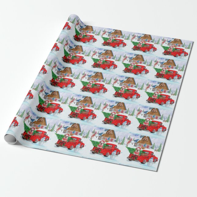 Papel De Presente Inglês Buldogue No Parto De Natal (Desenrolado)