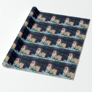 Papel De Presente Inglês Bulldog Halloween Truck Scary Night