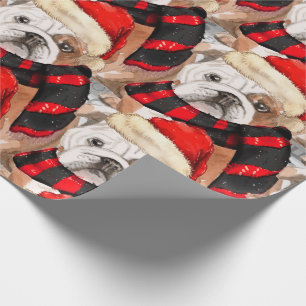 Papel De Presente Inglês Bulldog Padrão Natal