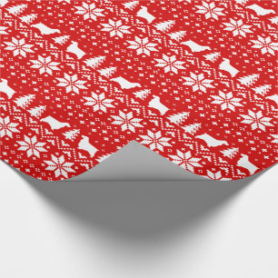 Papel De Presente Inglês Cocker Spaniel Silhouettes Natal Vermelho