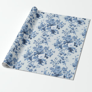 Papel De Presente Inglês Cottage Garden Floral Dusty Padrão Azul