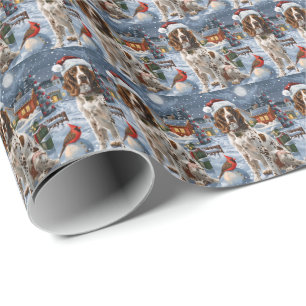 Papel De Presente Inglês Setter Winter Wonderland Natal Joy