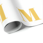 Papel De Presente Iniciais de Monograma Dourado Branco Personalizado<br><div class="desc">Criado com modelo de texto para inicial monogramada que você pode personalizar! Você também pode alterar as cores conforme desejar.</div>