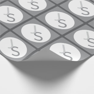 Papel De Presente Iniciais Monogramadas Sobrepostas Modernas   Cinza