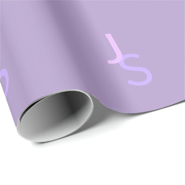 Papel De Presente Iniciais Monogramadas Sobrepostas Modernas | Roxo (Ponta do rolo)