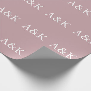 Papel De Presente Iniciais Personalizadas em Rosa Empoeirado Bege Ca