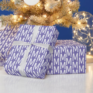 Papel De Presente Inicial de monograma personalizado lilás moderno