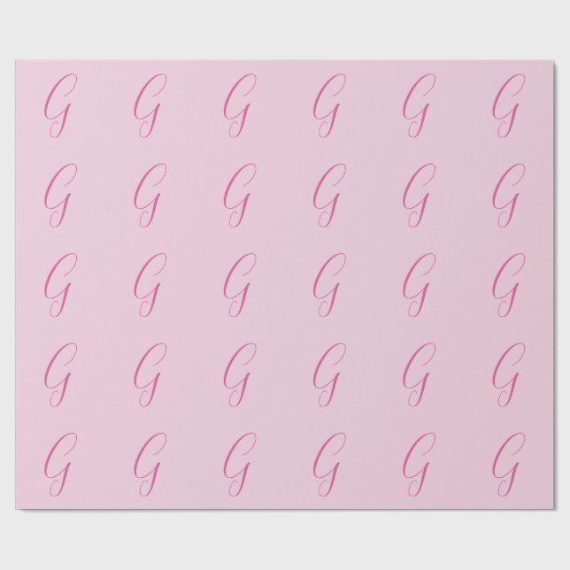 Papel De Presente Initial Letter Monogram Light Pink Plain Chic (Aberto)
