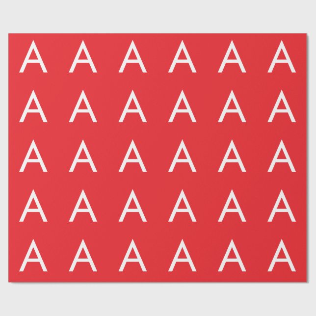 Papel De Presente Initial Letter Monogram Red White Plain Modern (Aberto)