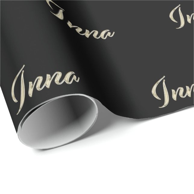Papel De Presente Inna white gold Handwriting Geschenkpapier (Ponta do rolo)