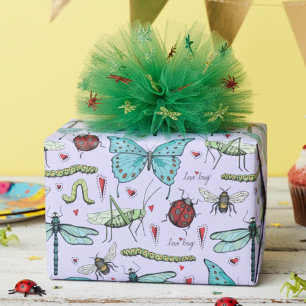 Papel De Presente Insetos de Inseto de Amor Coloridos Bonitos