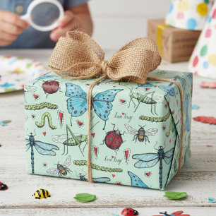 Papel De Presente Insetos de Inseto de Amor Coloridos Bonitos
