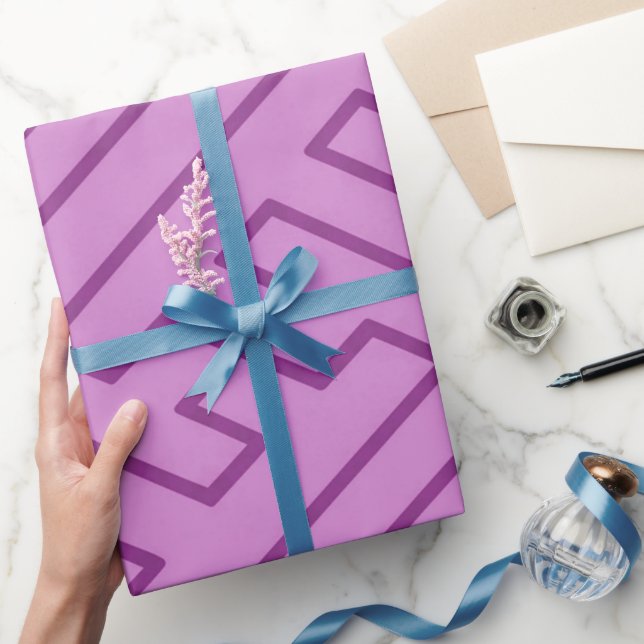 Papel De Presente Inspiração Grega Linhas Geométricas Padrão Rosa (Presentear)