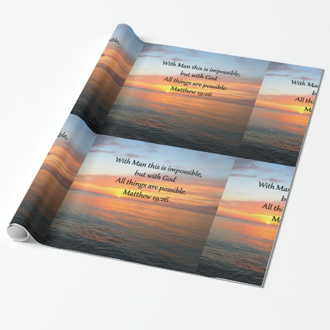 PAPEL DE PRESENTE INSPIRING MATTHEW 19:26 DESIGN SUNRISE (Desenrolado)