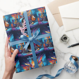 Papel De Presente Instrumentos Musicais de Nome Personalizado