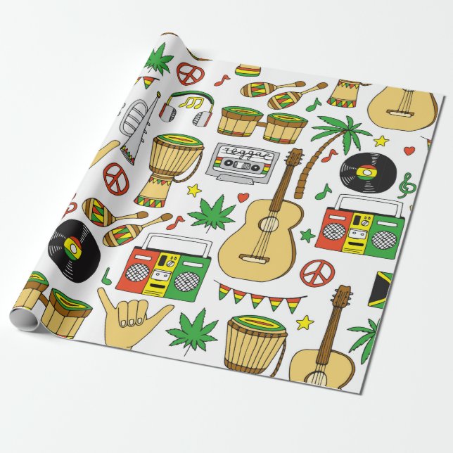 Papel De Presente Instrumentos musicais sem descontinuidades. Reggae (Desenrolado)