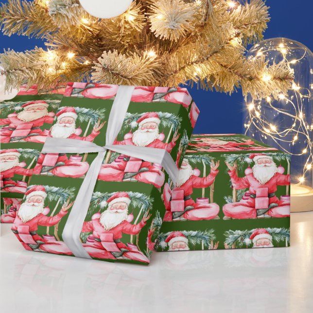 Papel De Presente Instrutor Yoga Christmas Santa Claus (Feriados)