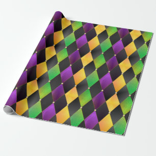 Papel De Presente Intrair o Mardi Gras Colors Diamond Argyle