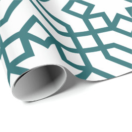 Papel De Presente Intricate geometric pattern with teal interconnect