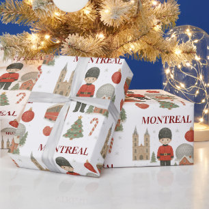 Papel De Presente Inverno Aconchegante em Montreal Natal Aquarela 