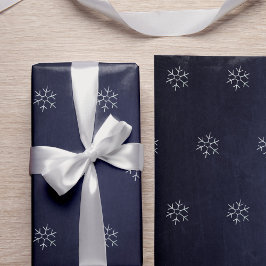 Papel De Presente Inverno Moderno Elegante Flocos de Neve Brancos no