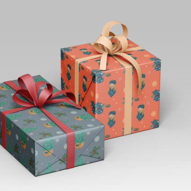 Papel De Presente Invierno acogedor con té caliente y pastas (Criador carregado)