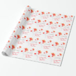 Papel De Presente Invólucro de cinza de flor selvagem<br><div class="desc">Linda e estilizada flor de aquarela em papel de embalagem de cor laranja,  vermelha,  amarela,  branca e cinza. Personalize com o nome e a saudação da noiva e do noivo. Pintura e design por Sarah Trett.</div>