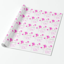 Papel De Presente Invólucro de cinza rosa de flor silvestre
