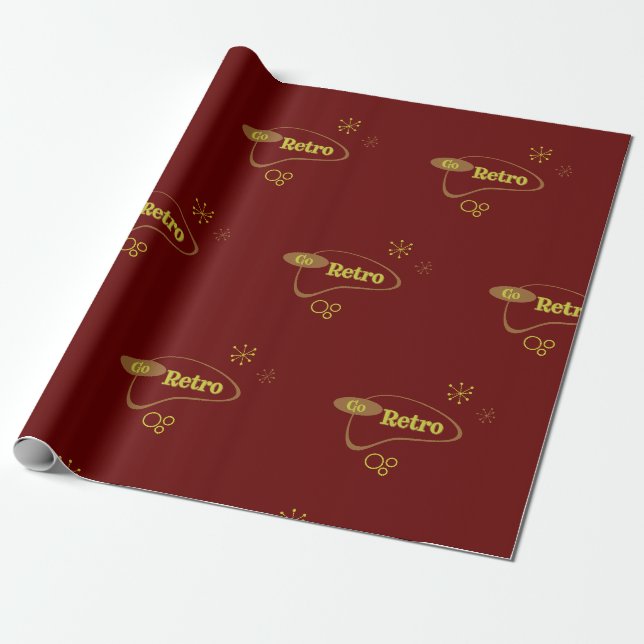 Papel De Presente Ir Retrocetro Padrão Moderno do Século Médio (Desenrolado)
