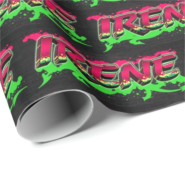 Papel De Presente Irene Vorname Name Graffiti red green (Ponta do rolo)