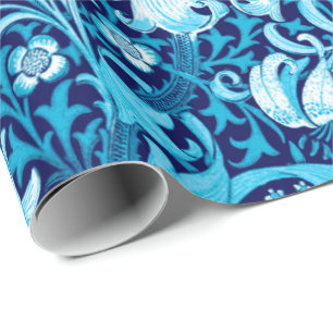 Papel De Presente Íris de William Morris e lírio, azul de índigo