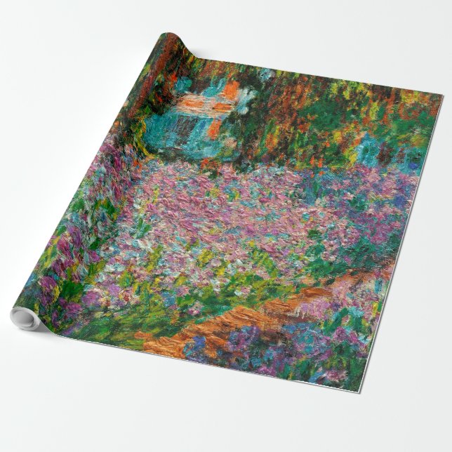 Papel De Presente Íris Jardim Monet Giverny flores (Desenrolado)