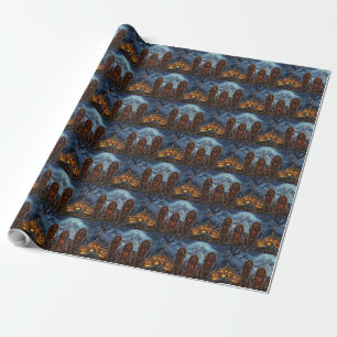 Papel De Presente Irish Red Setter Halloween Assustador